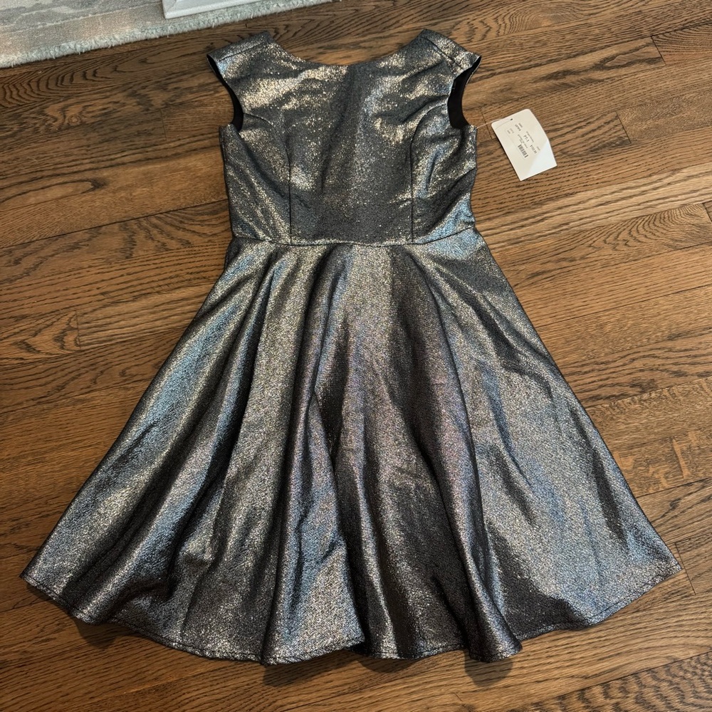 NWT! Teen Un Deux Tres - Shimmery Metallic Silver Party Dress